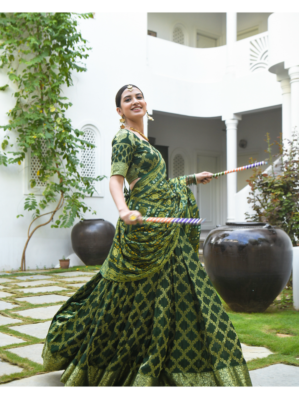 Green Banarsi Lehnga