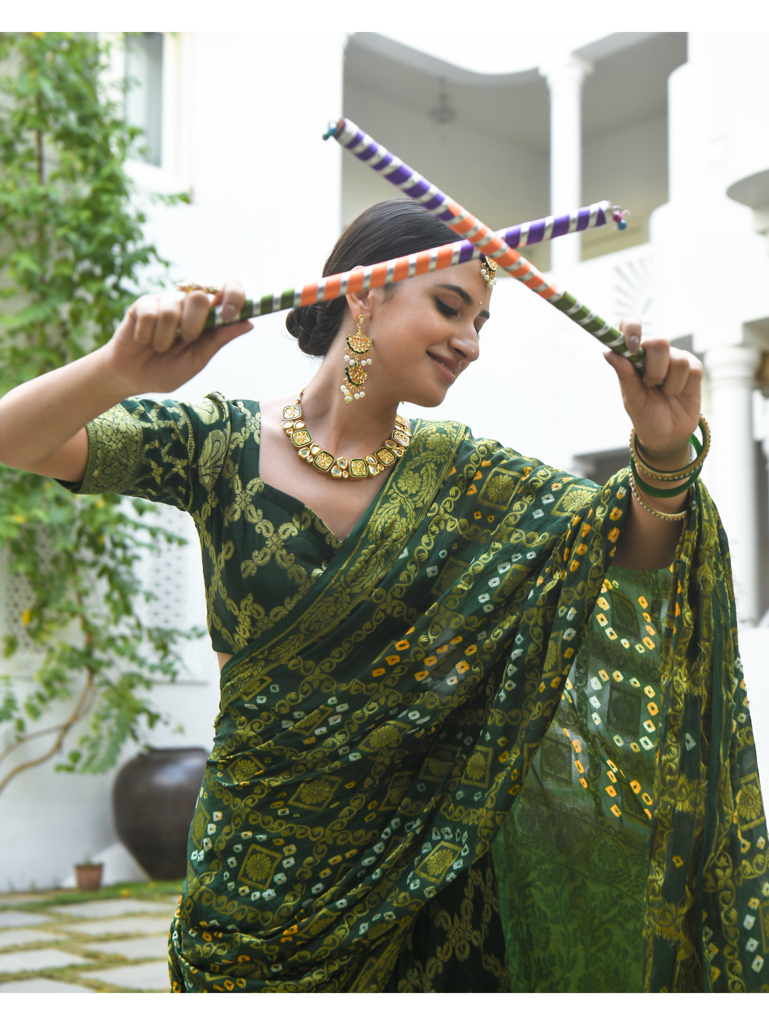 Green Banarsi Lehnga