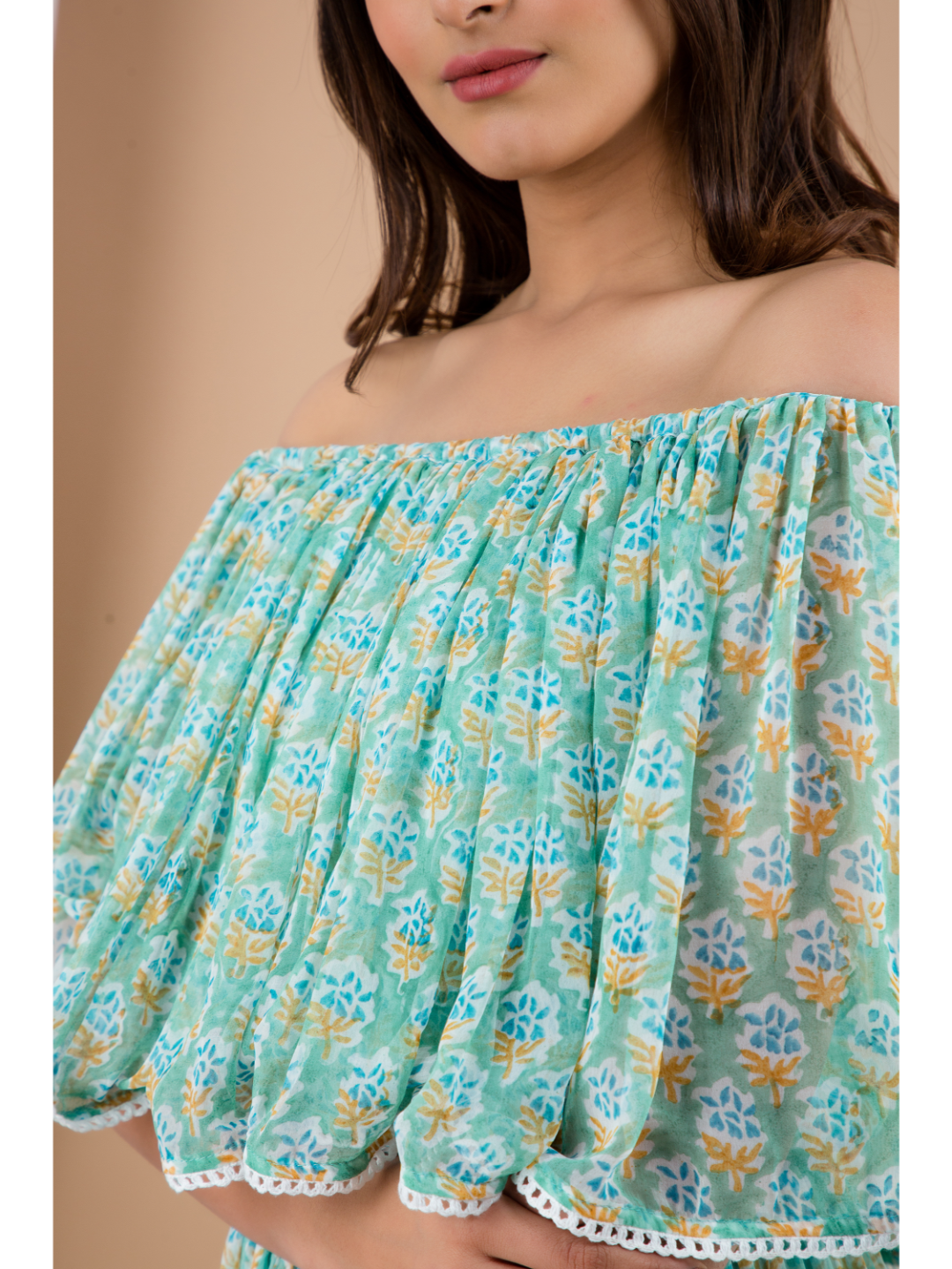N.Chiffon Off-Shoulder Dress
