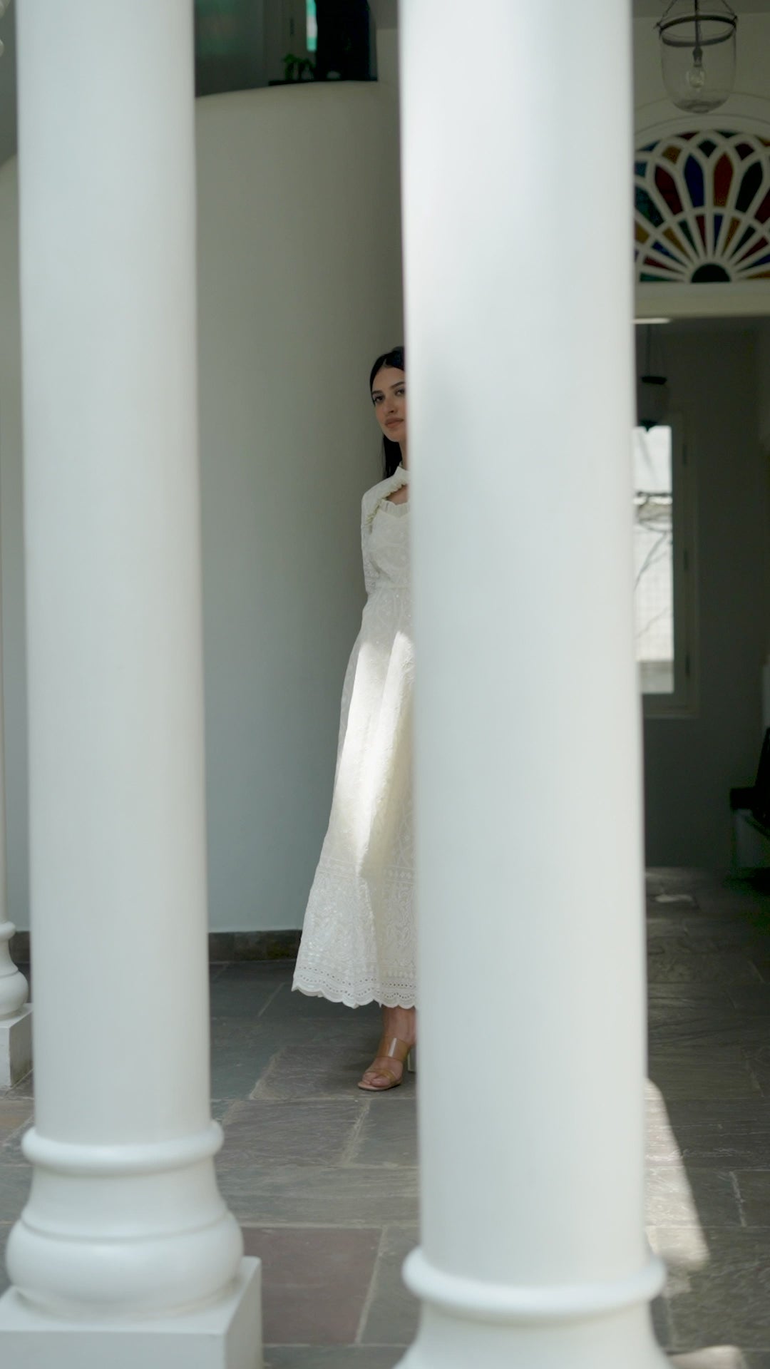 White Sequin & Chikankari Dress