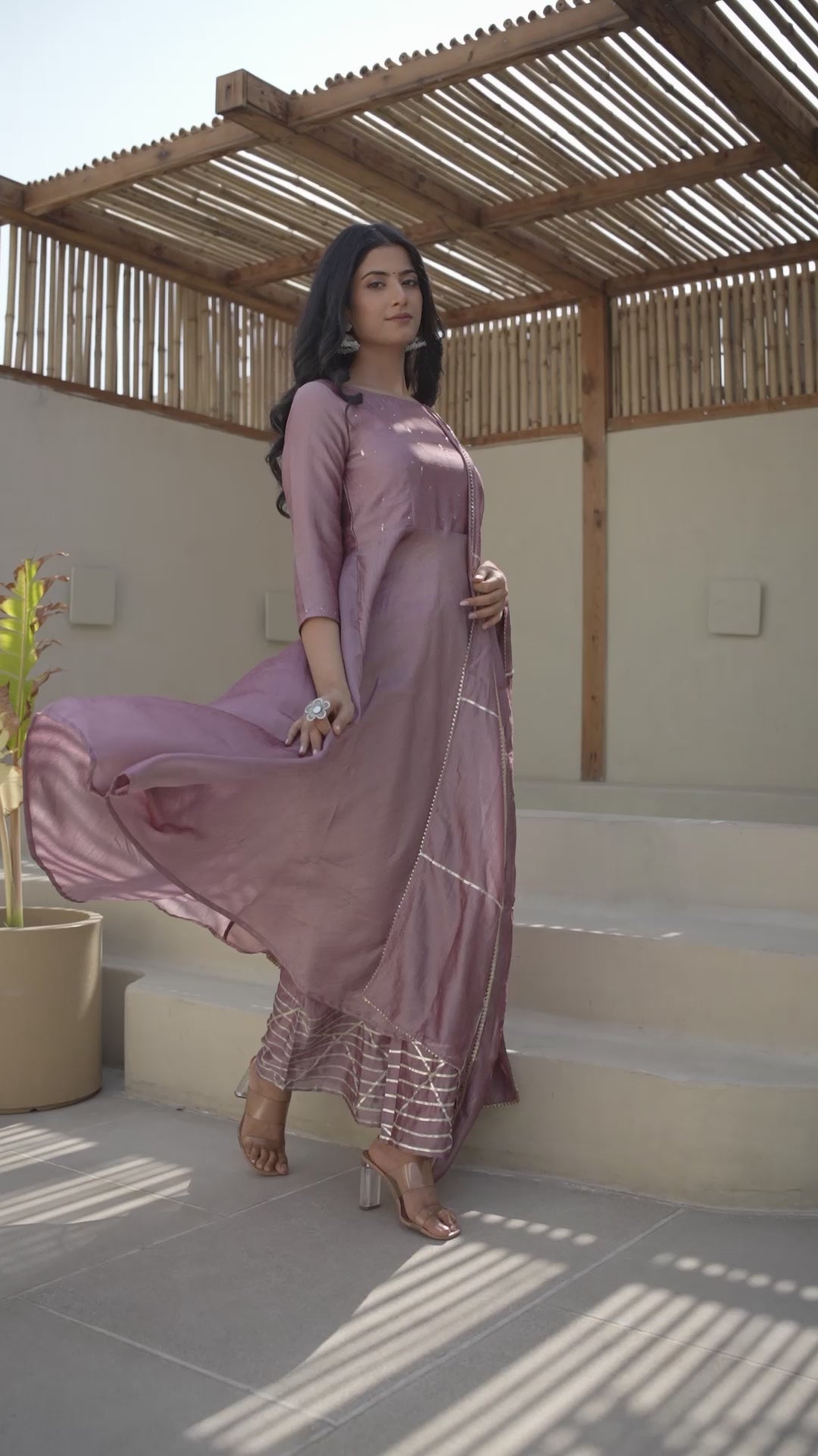 Lilac Mukaish Work Suit Set