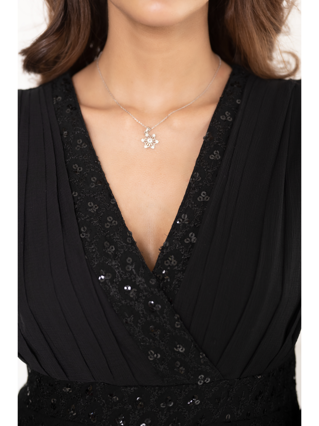 Black Sequin & Chikankari Dress